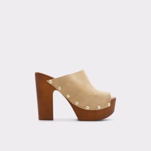 Zapatos Plataforma Aldo Drenania Tacón Mule - Beige | 56HVBQRME