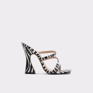 Zapatos Tacon Bloque Aldo Hugar Tacón Mule Negros Blancos | 98BUPRODJ